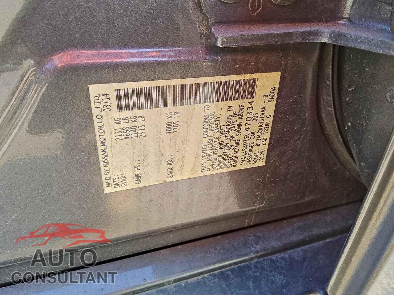 NISSAN MAXIMA 2014 - 1N4AA5AP1EC470334