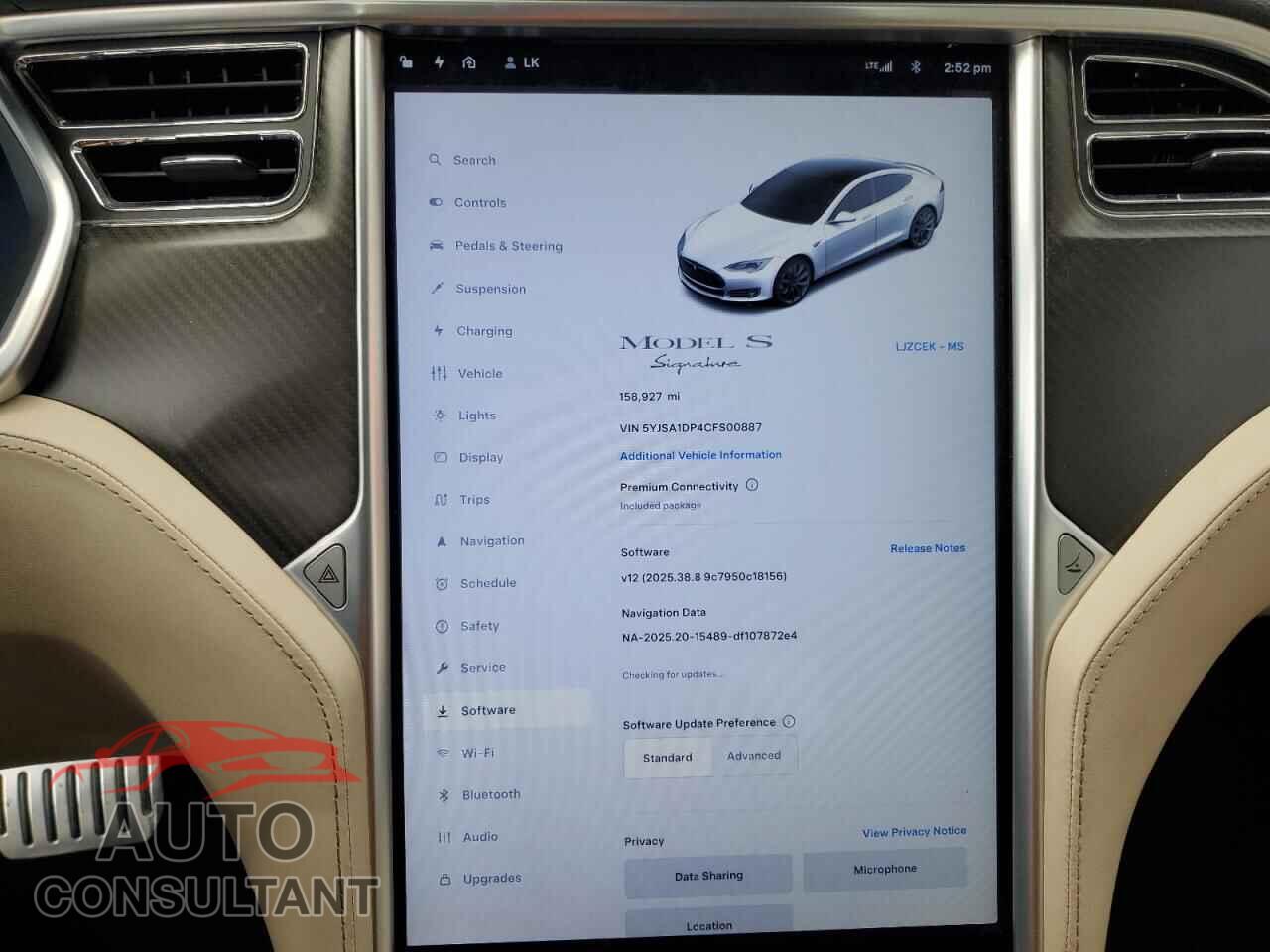 TESLA MODEL S 2012 - 5YJSA1DP4CFS00887