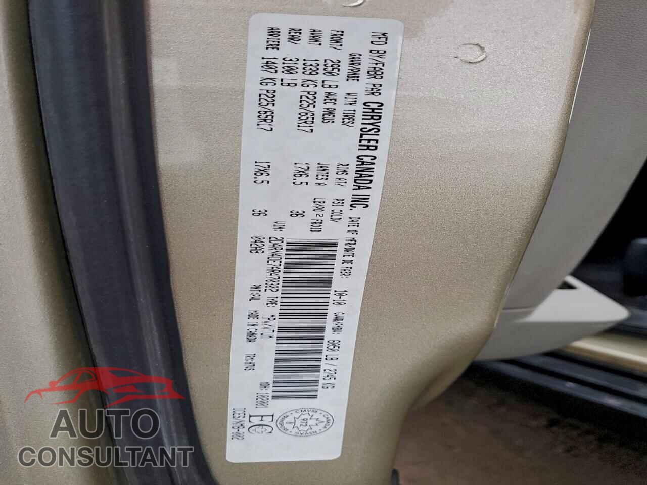 DODGE CARAVAN 2010 - 2D4RN4DE7AR470302