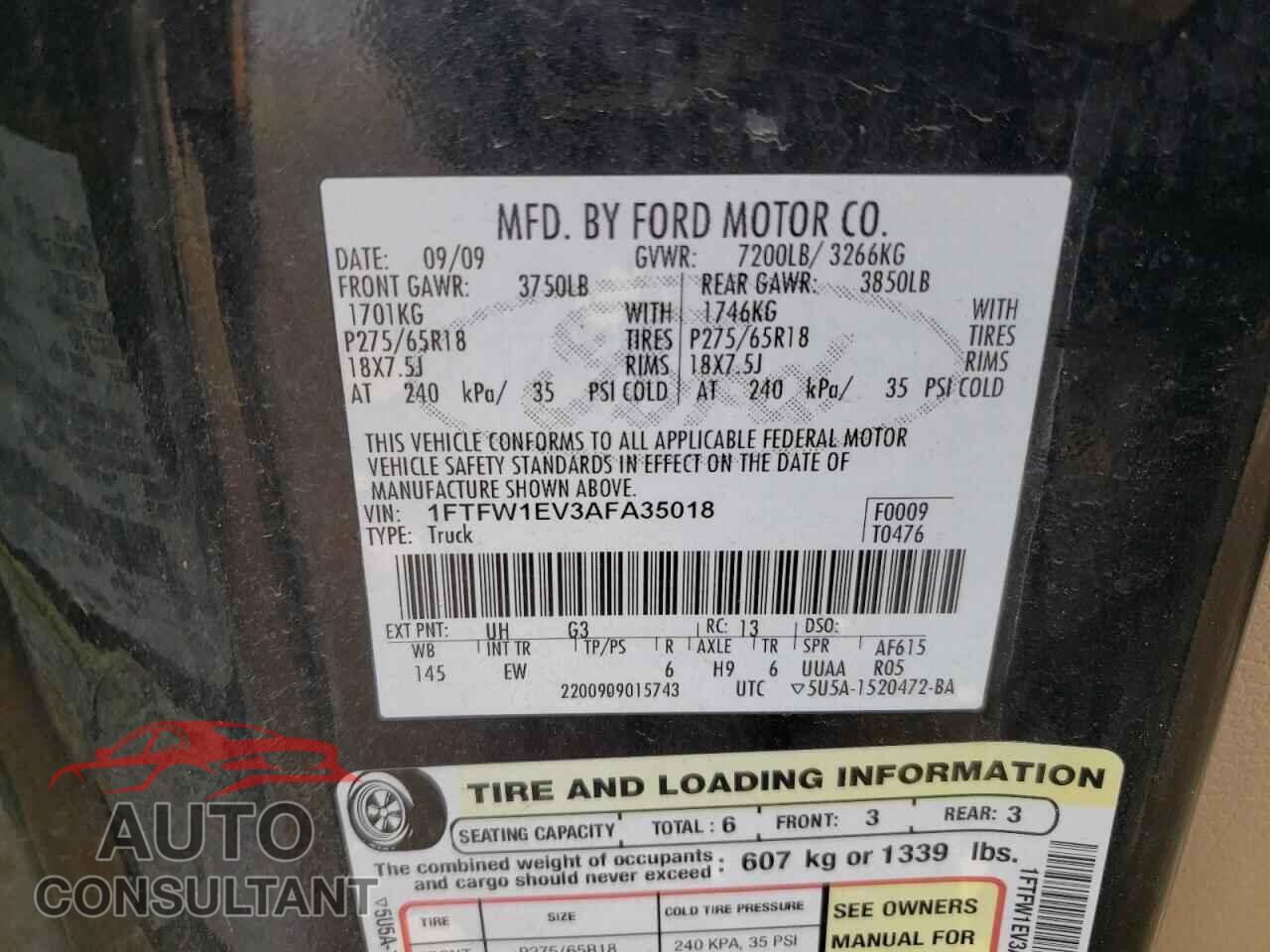FORD F-150 2010 - 1FTFW1EV3AFA35018