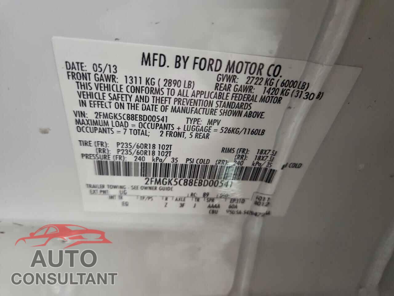 FORD FLEX 2014 - 2FMGK5C88EBD00541