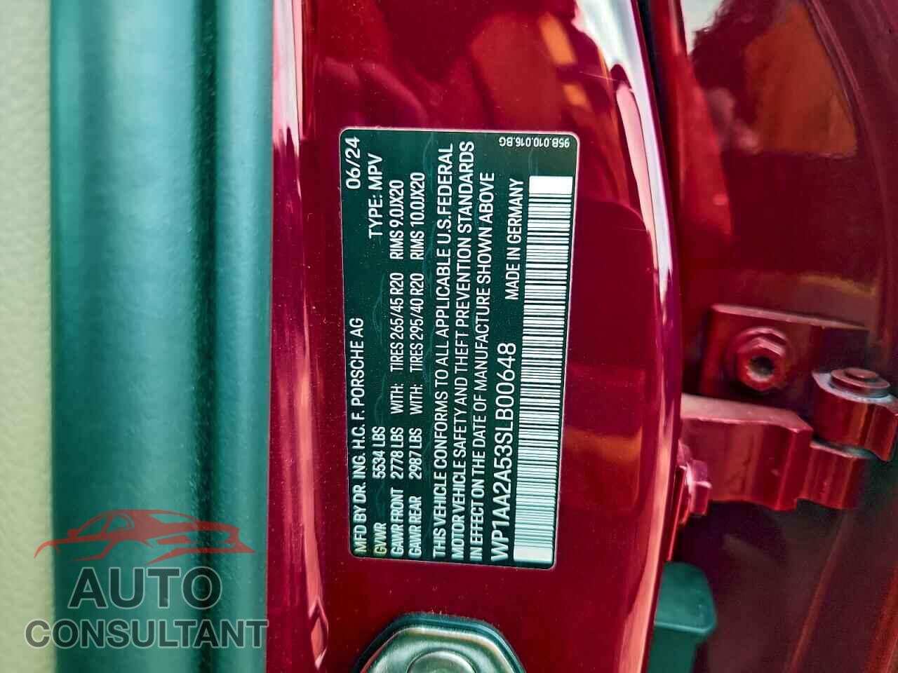 PORSCHE MACAN BASE 2025 - WP1AA2A53SLB00648