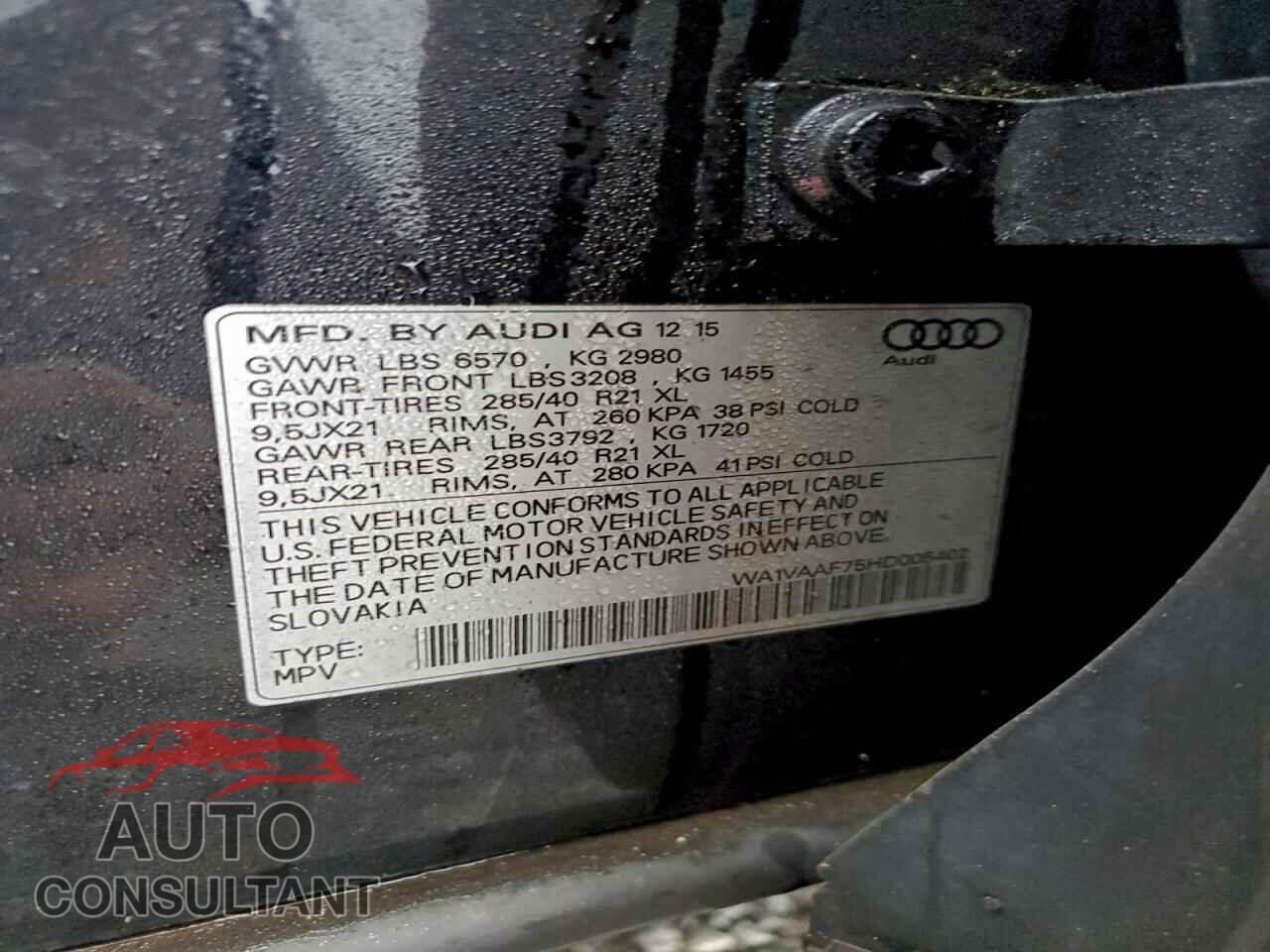 AUDI Q7 2017 - WA1VAAF75HD005402