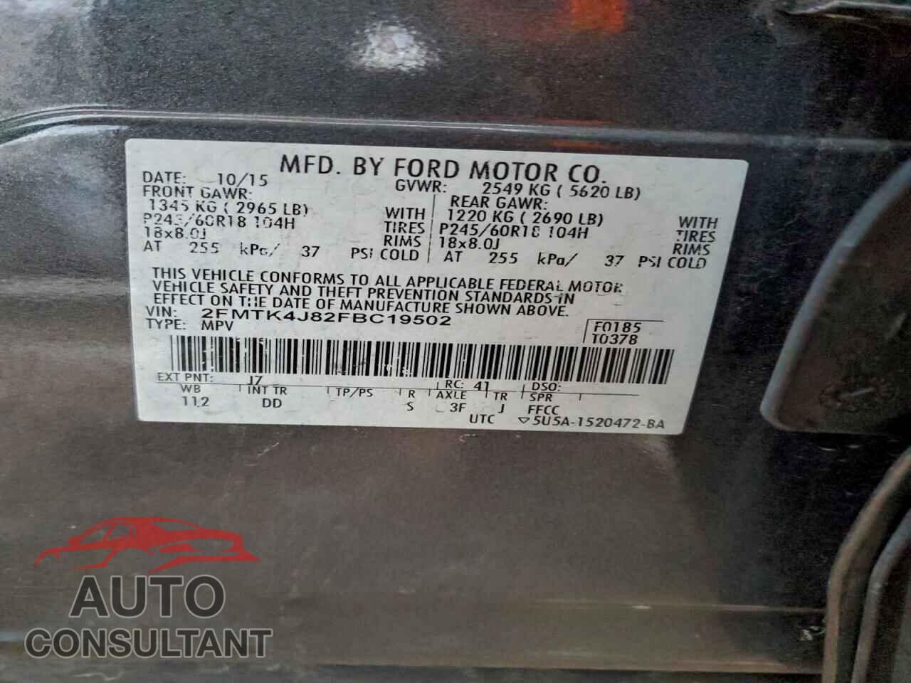 FORD EDGE 2015 - 2FMTK4J82FBC19502
