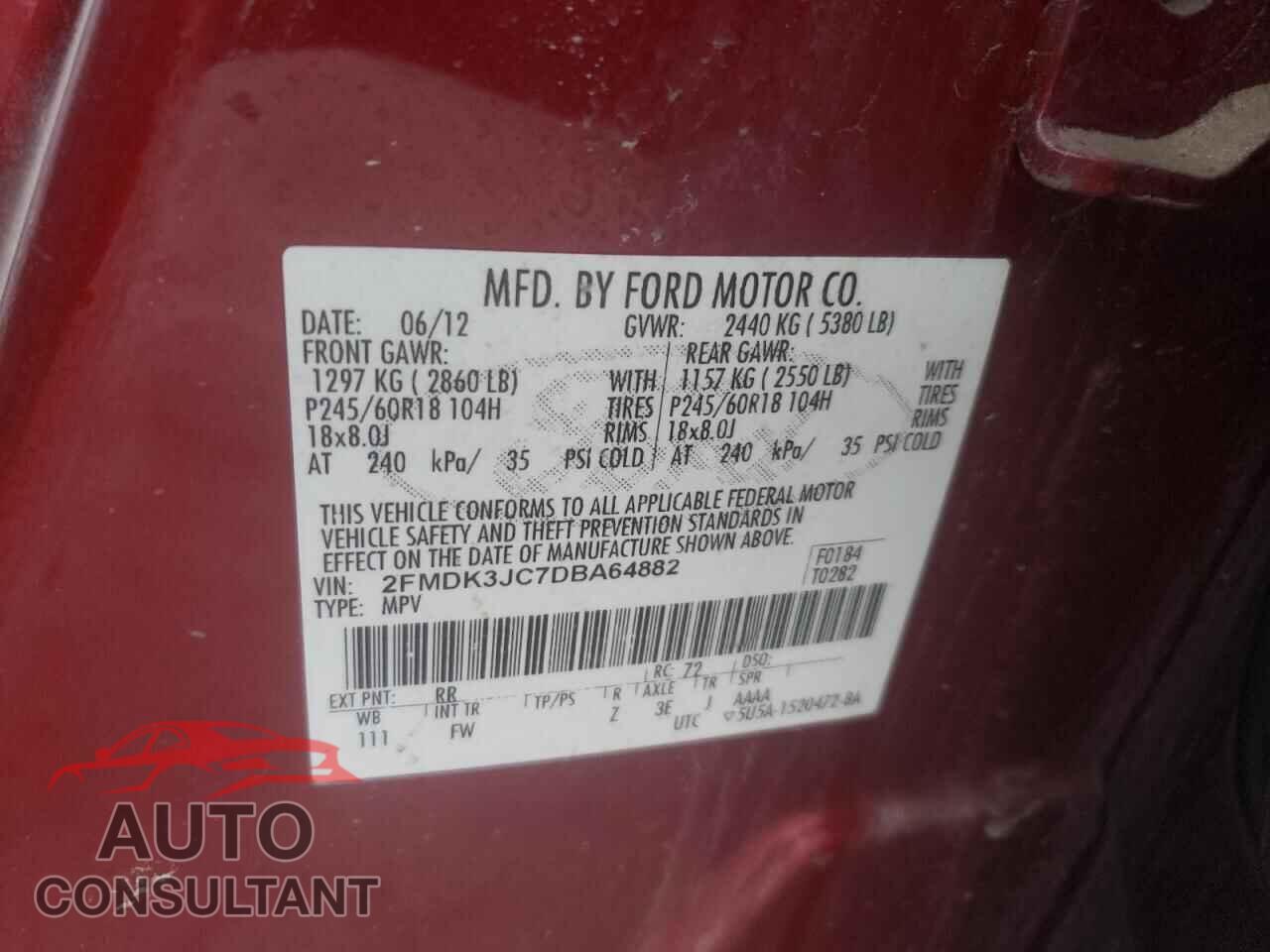 FORD EDGE 2013 - 2FMDK3JC7DBA64882