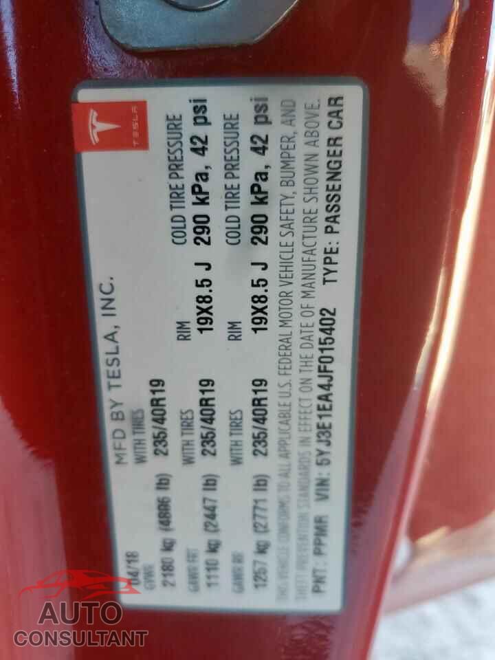 TESLA MODEL 3 2018 - 5YJ3E1EA4JF015402