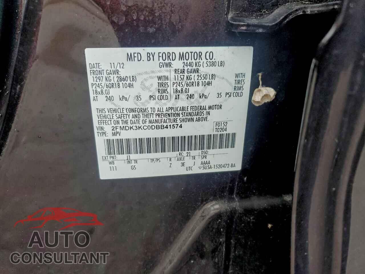 FORD EDGE 2013 - 2FMDK3KC0DBB41574