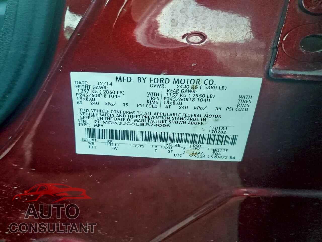 FORD EDGE 2014 - 2FMDK3JC8EBB74096