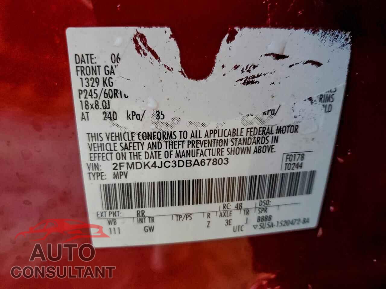 FORD EDGE 2013 - 2FMDK4JC3DBA67803