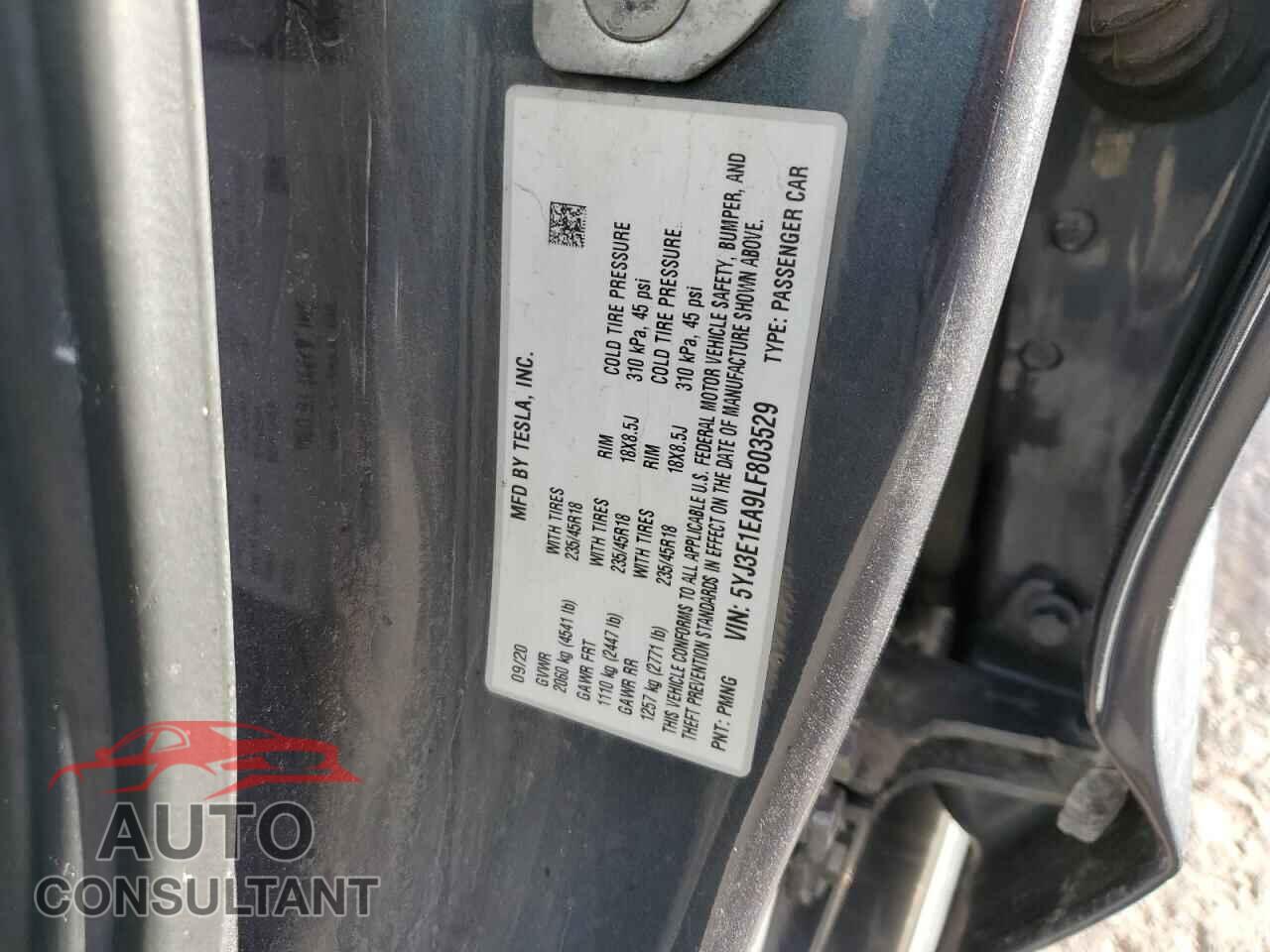TESLA MODEL 3 2020 - 5YJ3E1EA9LF803529