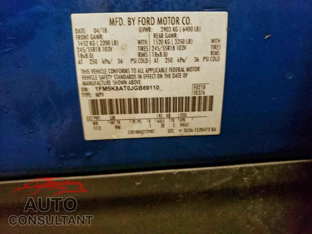 FORD EXPLORER 2018 - 1FM5K8AT0JGB69110