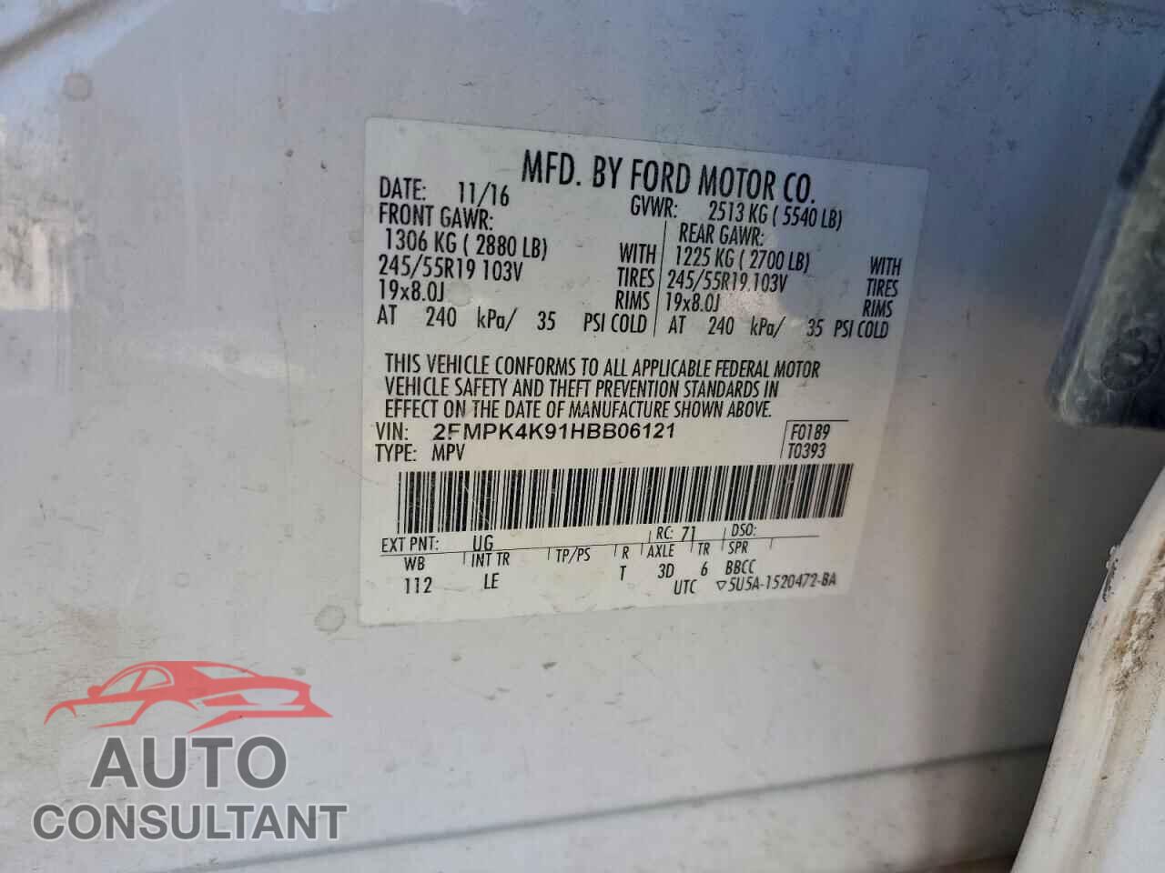 FORD EDGE 2017 - 2FMPK4K91HBB06121