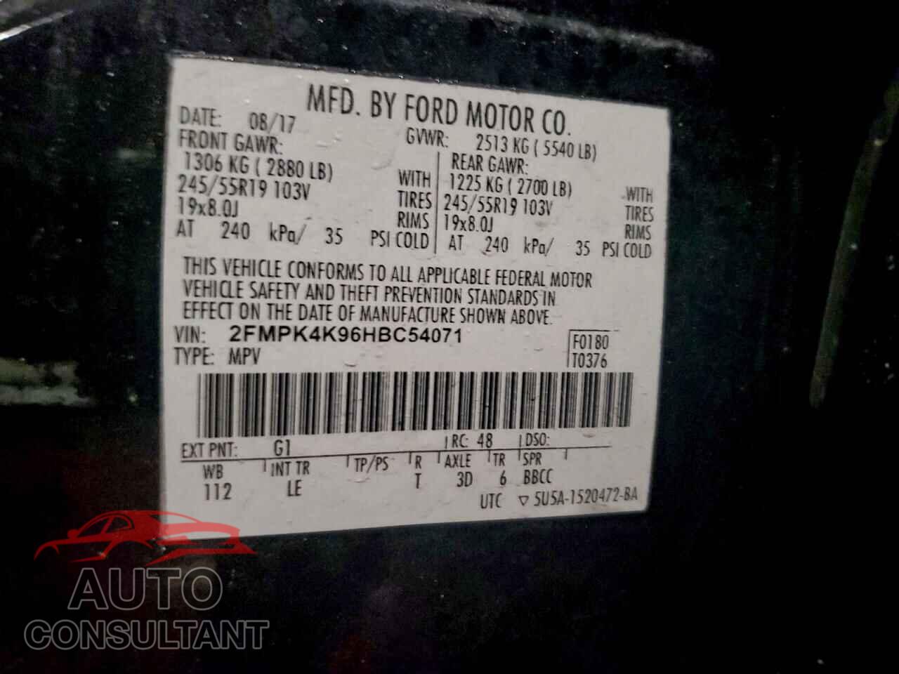 FORD EDGE 2017 - 2FMPK4K96HBC54071