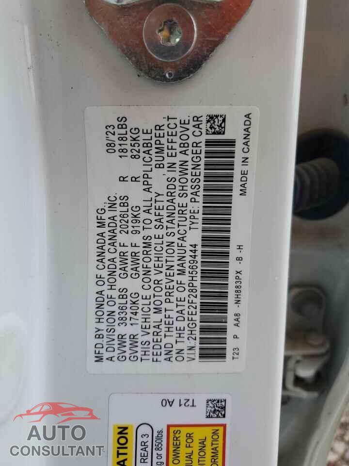 HONDA CIVIC 2023 - 2HGFE2F28PH569444