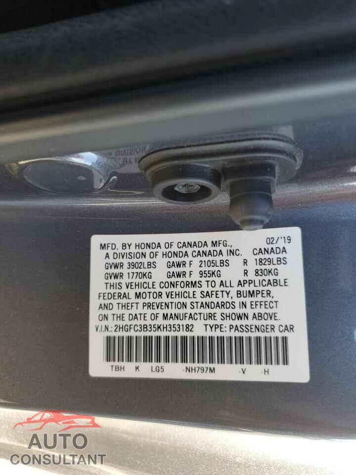 HONDA CIVIC 2019 - 2HGFC3B35KH353182