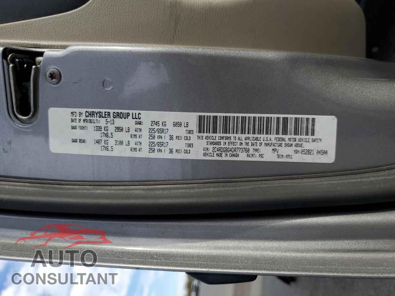 DODGE CARAVAN 2013 - 2C4RDGBG4DR773760