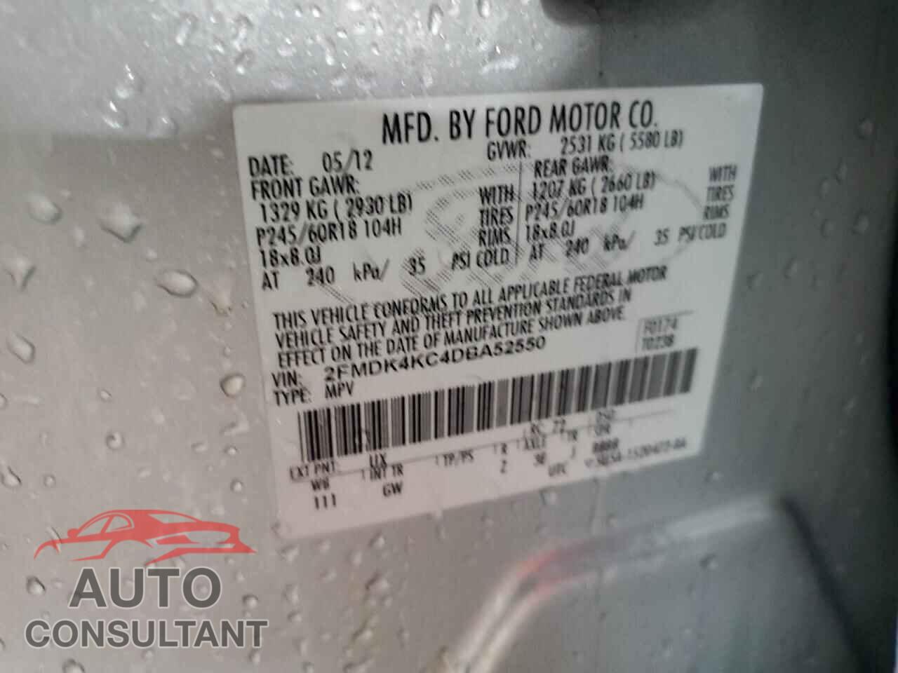 FORD EDGE 2013 - 2FMDK4KC4DBA52550