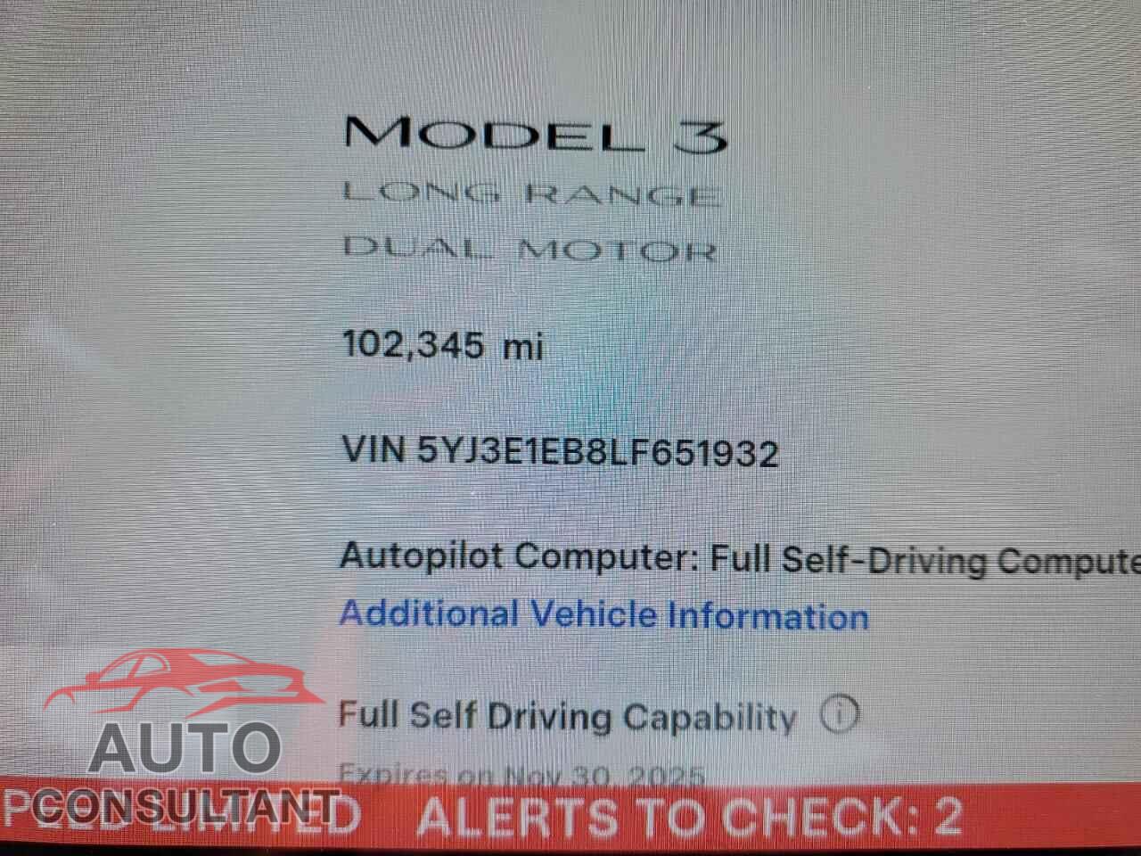 TESLA MODEL 3 2020 - 5YJ3E1EB8LF651932