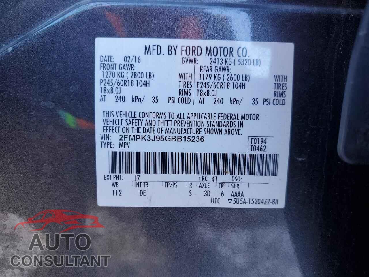 FORD EDGE 2016 - 2FMPK3J95GBB15236