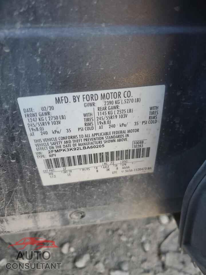 FORD EDGE 2020 - 2FMPK3K92LBA60205