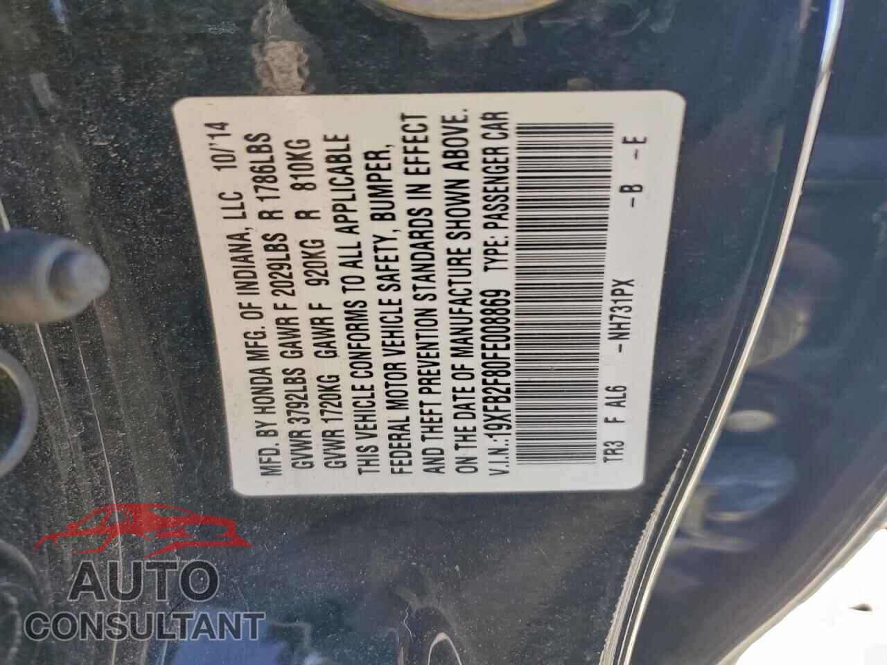 HONDA CIVIC 2015 - 19XFB2F80FE008869