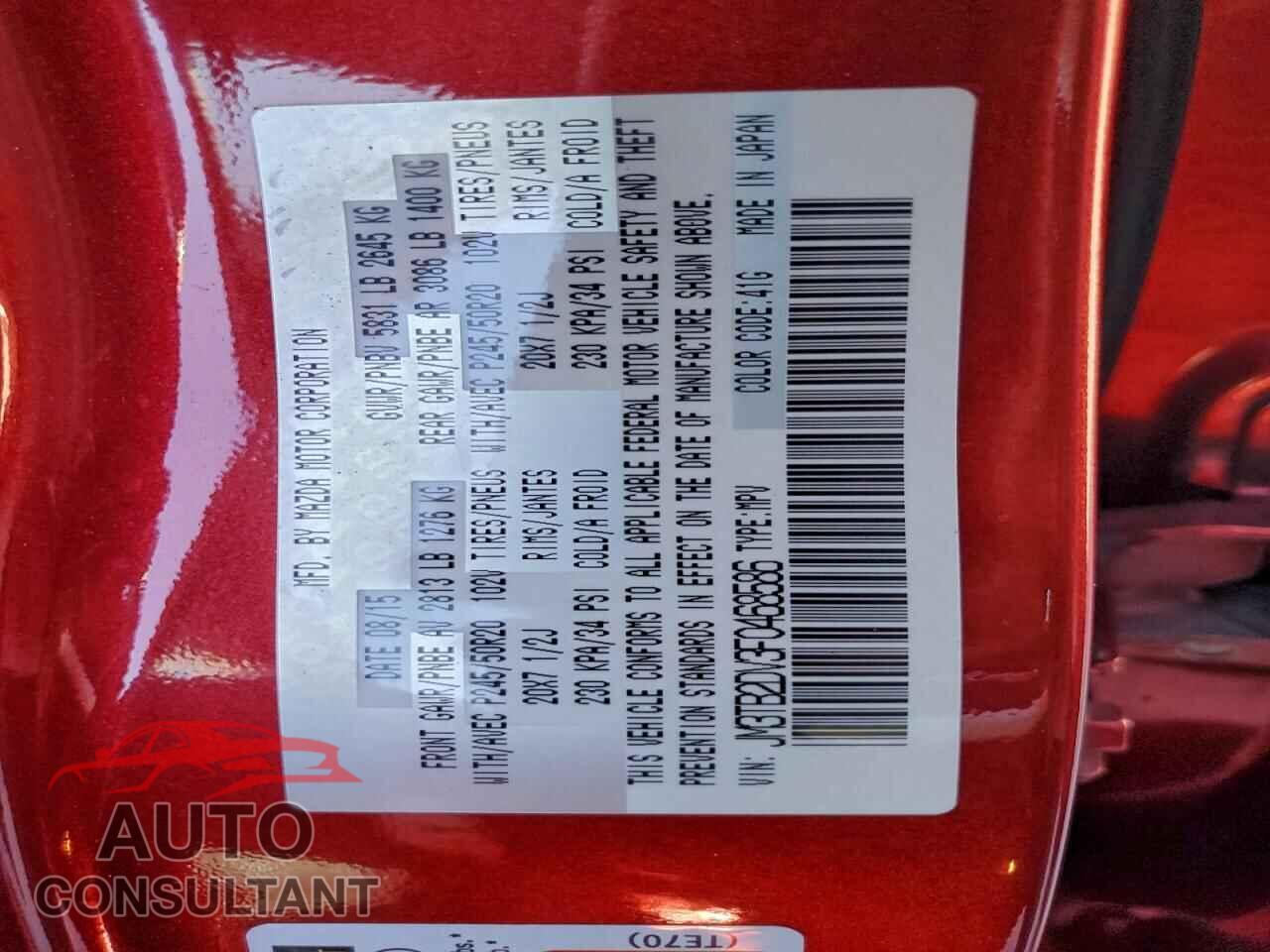 MAZDA CX-9 2015 - JM3TB2DV3F0468586