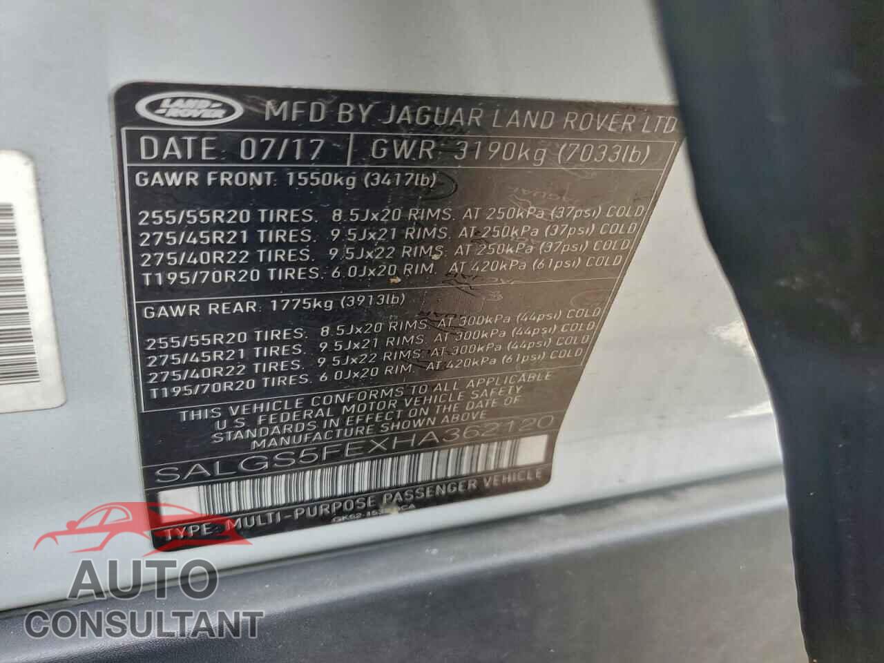 LAND ROVER RANGEROVER 2017 - SALGS5FEXHA362120