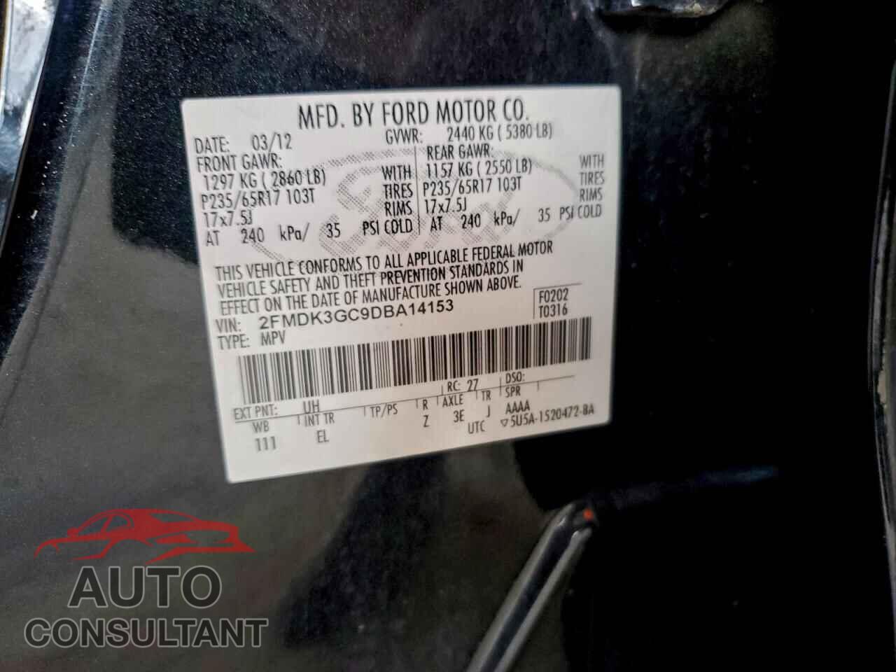 FORD EDGE 2013 - 2FMDK3GC9DBA14153