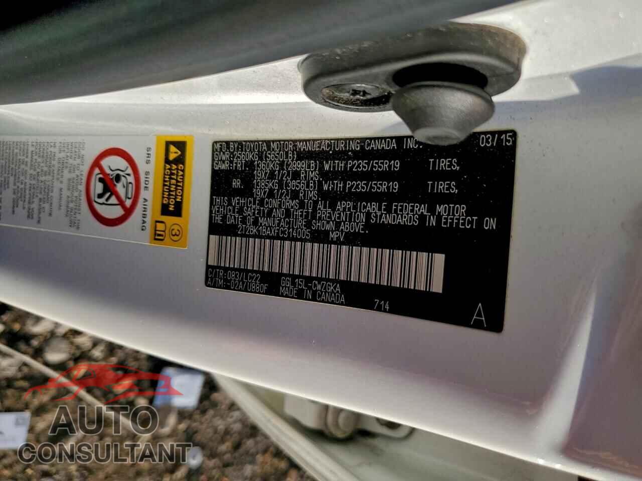 LEXUS RX350 2015 - 2T2BK1BAXFC314005