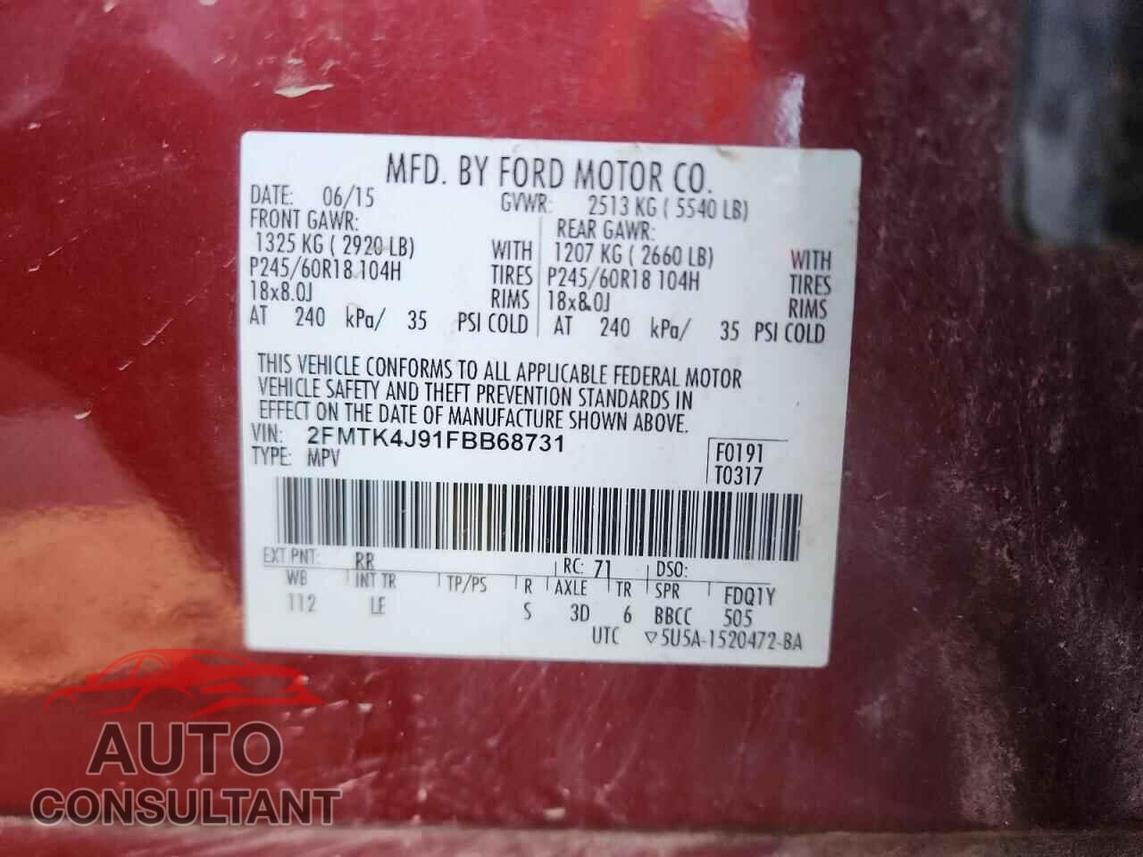 FORD EDGE 2015 - 2FMTK4J91FBB68731