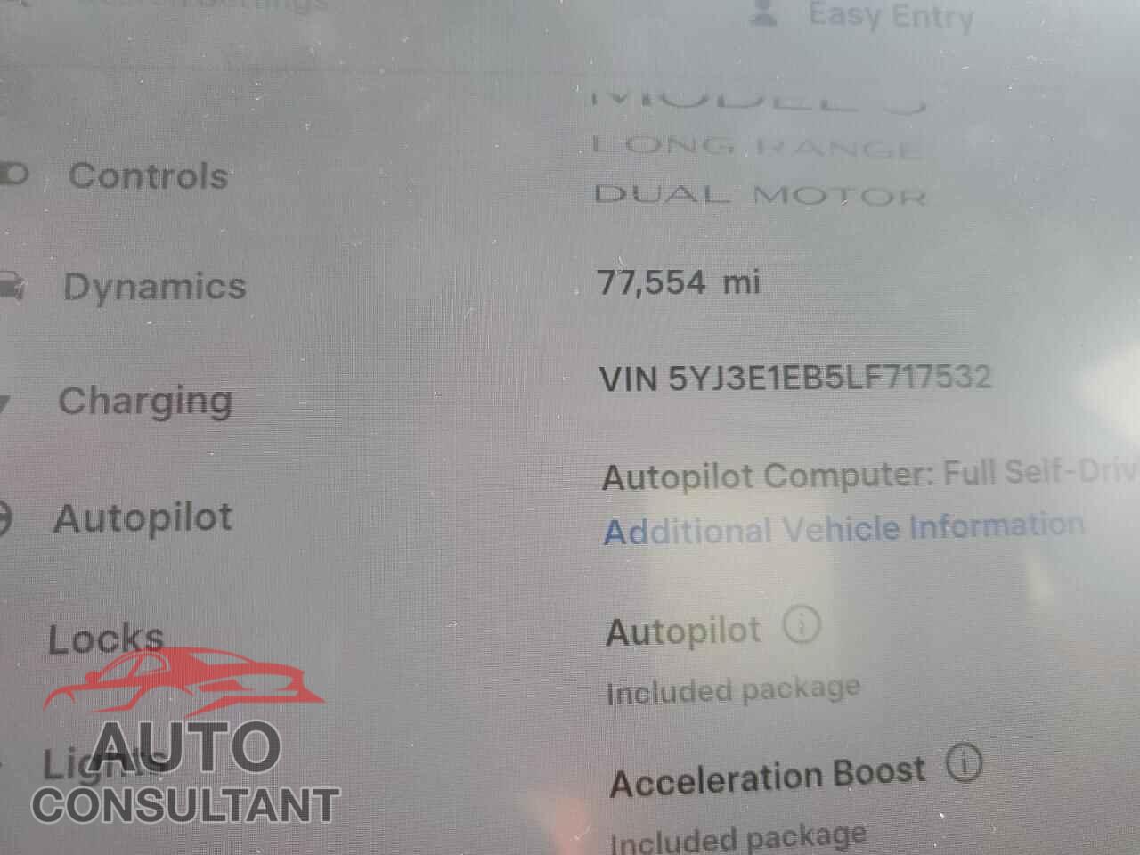 TESLA MODEL 3 2020 - 5YJ3E1EB5LF717532