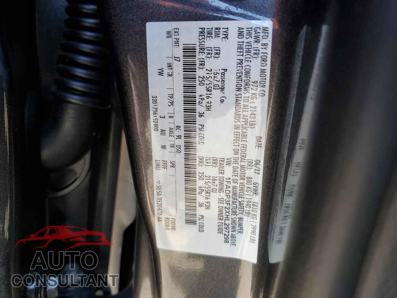 FORD FOCUS 2017 - 1FADP3F2XHL297298