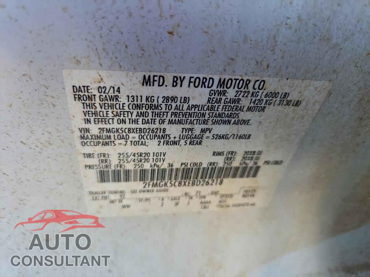 FORD FLEX 2014 - 2FMGK5C8XEBD26218