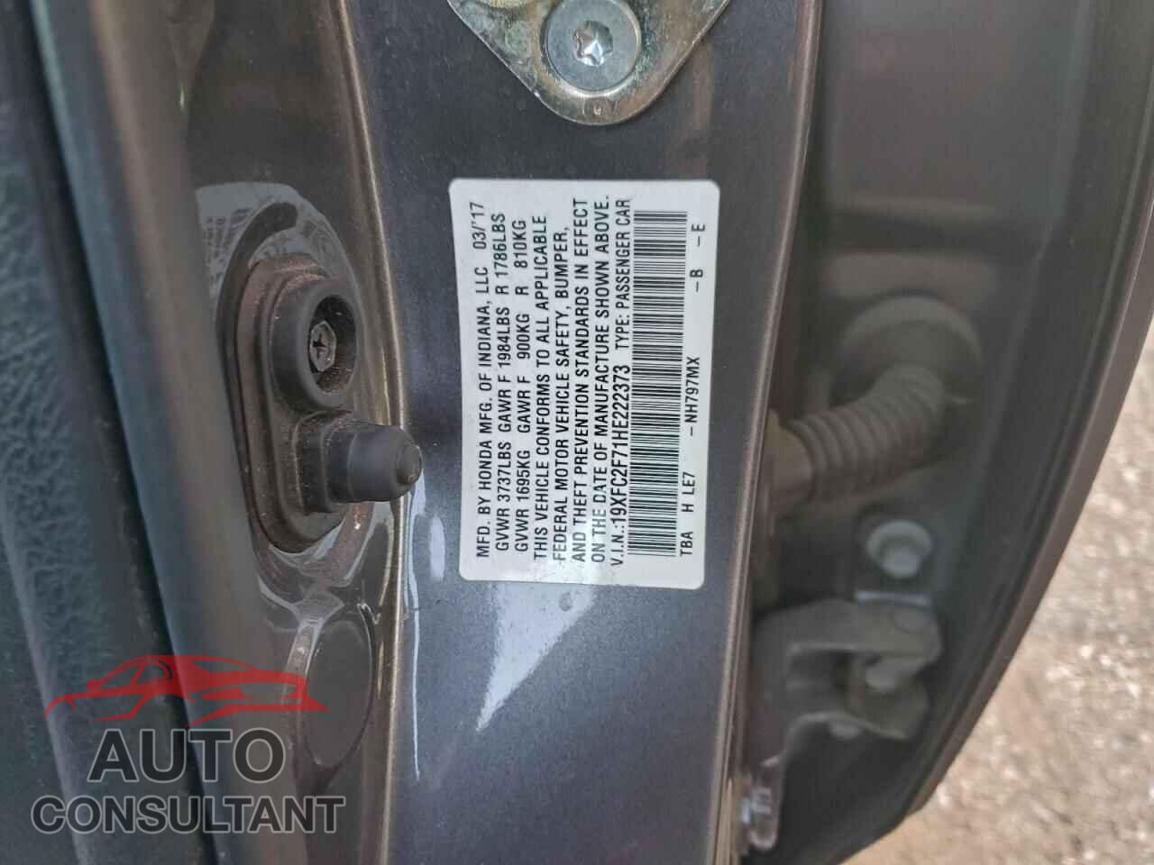 HONDA CIVIC 2017 - 19XFC2F71HE222373