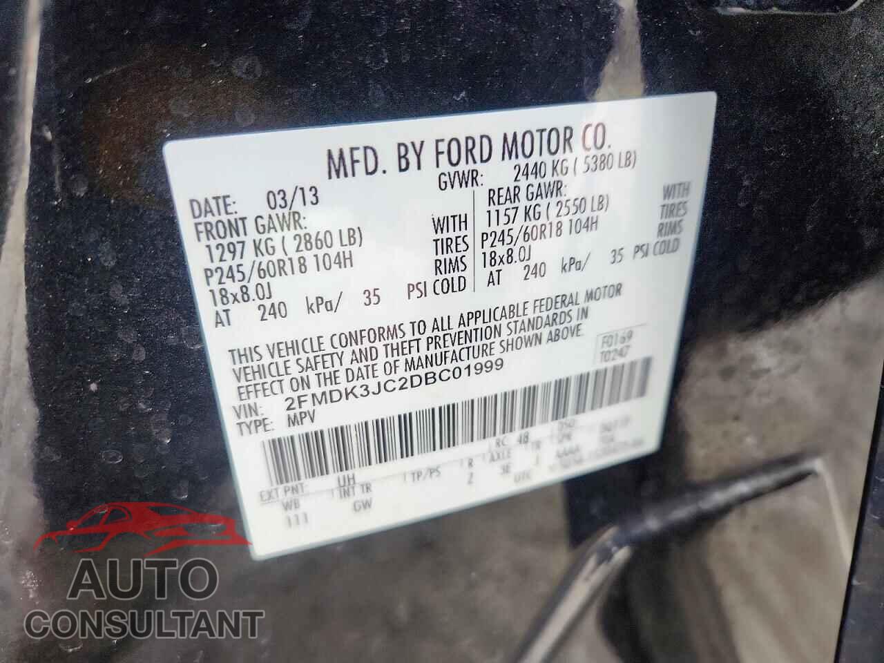 FORD EDGE 2013 - 2FMDK3JC2DBC01999