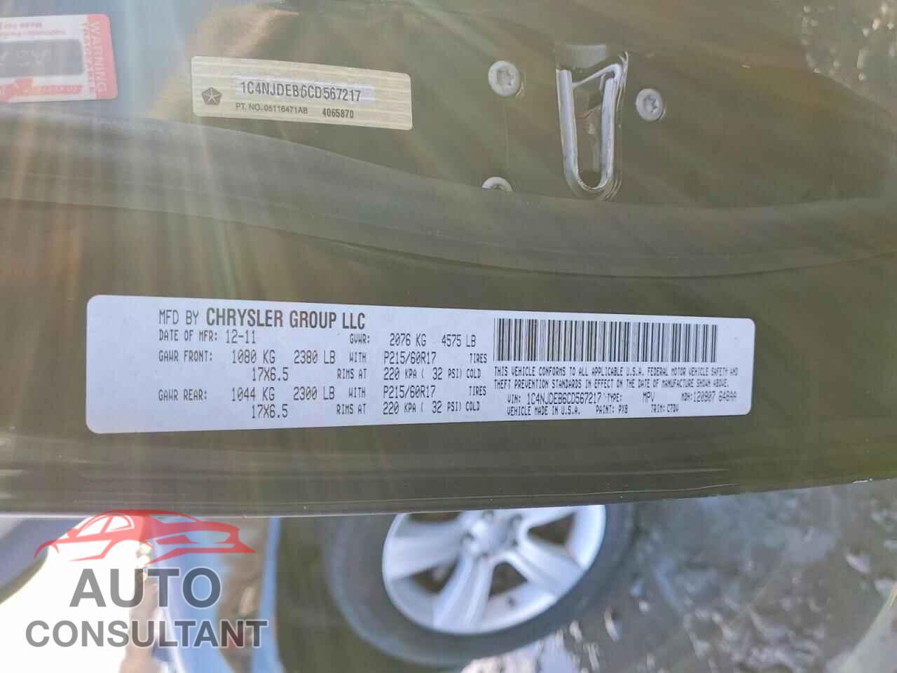 JEEP COMPASS 2012 - 1C4NJDEB6CD567217