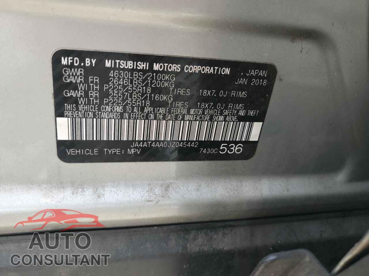 MITSUBISHI ECLIPSE 2018 - JA4AT4AA0JZ045442