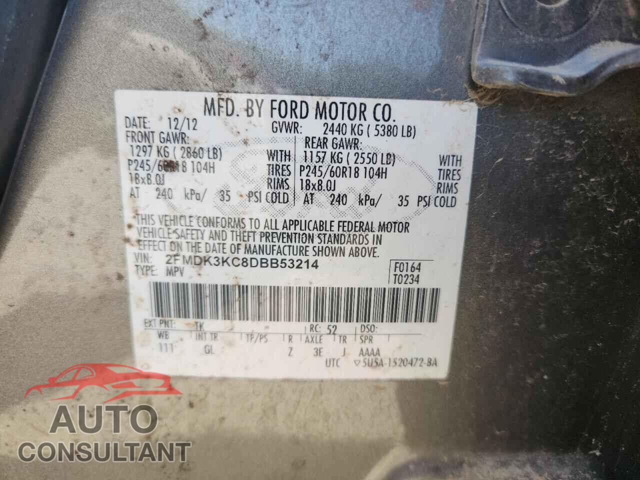 FORD EDGE 2013 - 2FMDK3KC8DBB53214