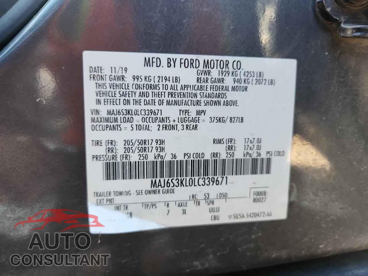 FORD ECOSPORT 2020 - MAJ6S3KL0LC339671