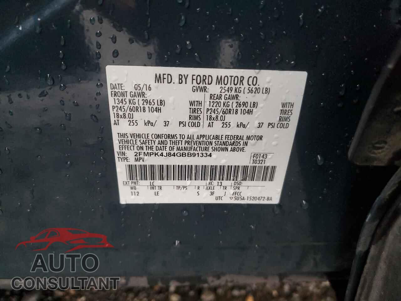 FORD EDGE 2016 - 2FMPK4J84GBB91334