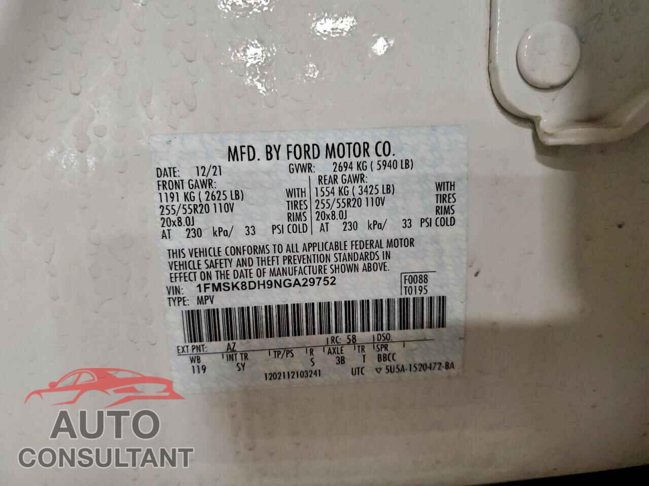 FORD EXPLORER 2022 - 1FMSK8DH9NGA29752