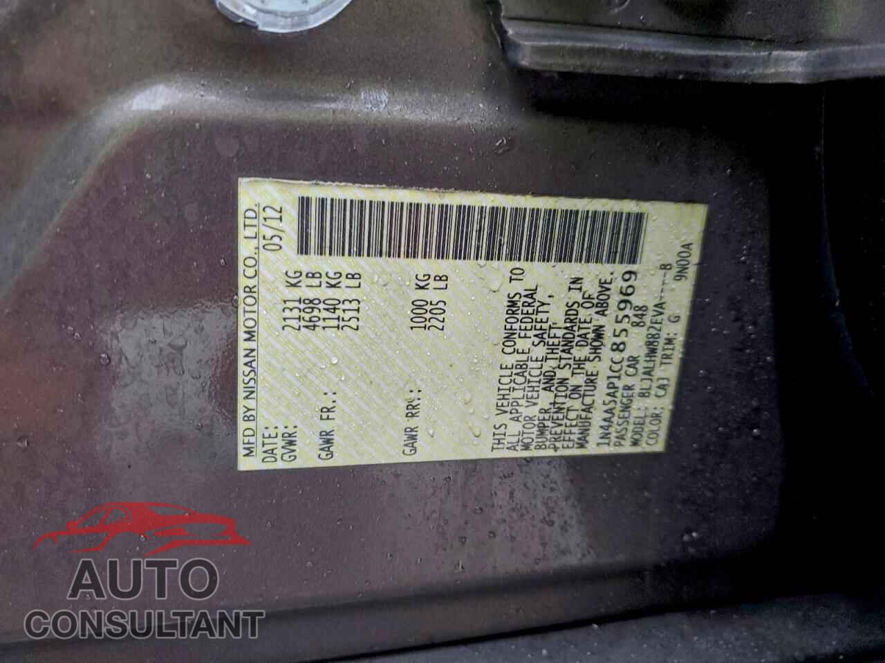 NISSAN MAXIMA 2012 - 1N4AA5AP1CC855969