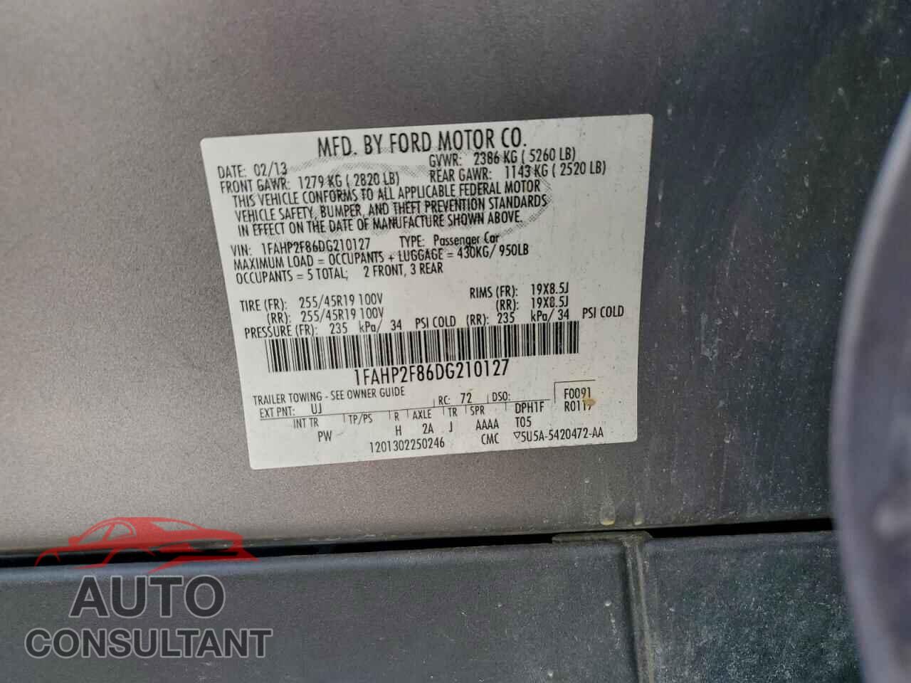 FORD TAURUS 2013 - 1FAHP2F86DG210127