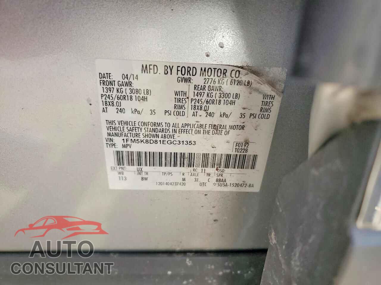 FORD EXPLORER 2014 - 1FM5K8D81EGC31353