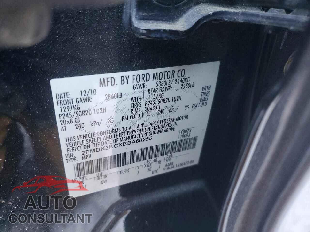 FORD EDGE 2011 - 2FMDK3KCXBBA60255