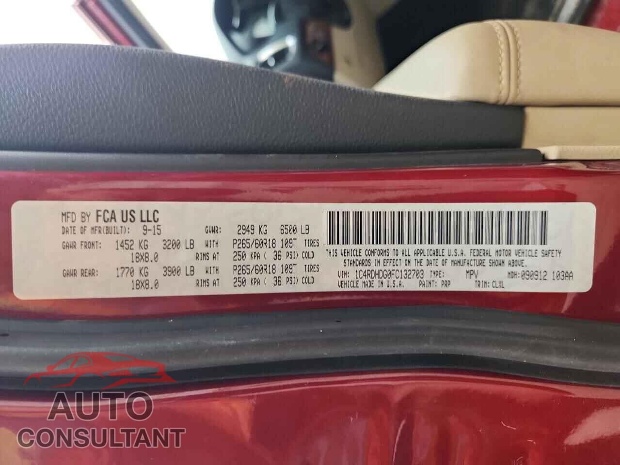 DODGE DURANGO 2015 - 1C4RDHDG0FC132703