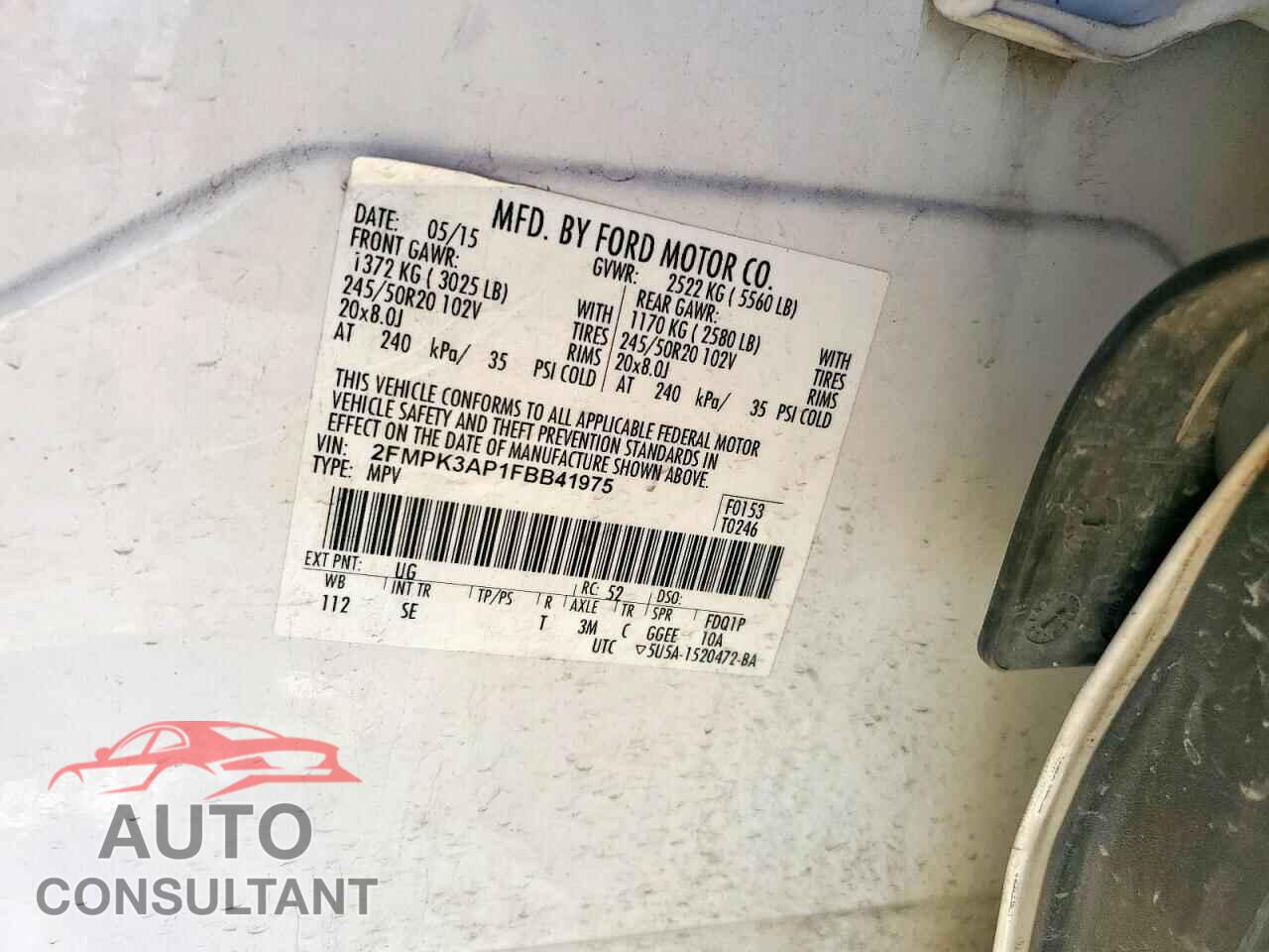 FORD EDGE 2015 - 2FMPK3AP1FBB41975
