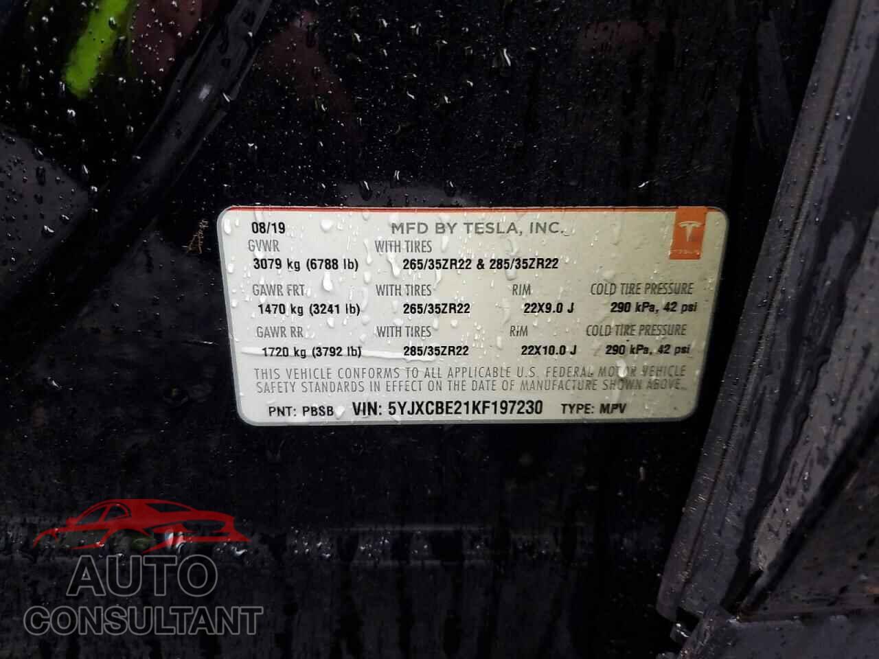 TESLA MODEL X 2019 - 5YJXCBE21KF197230