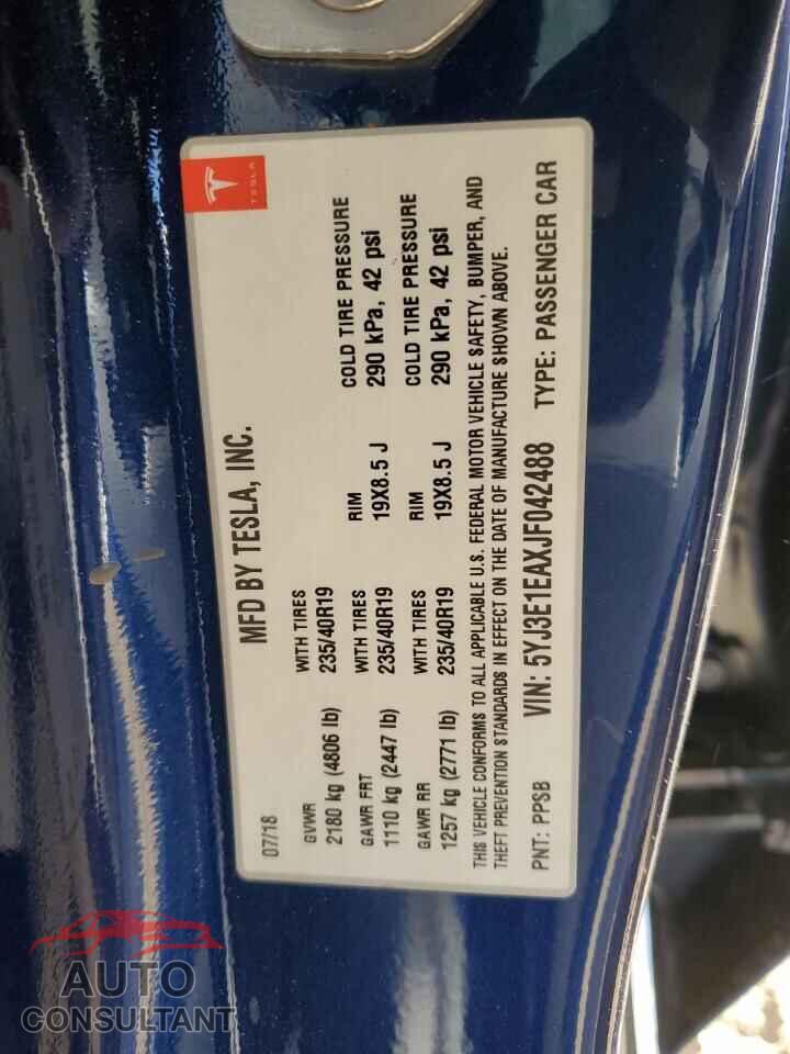 TESLA MODEL 3 2018 - 5YJ3E1EAXJF042488