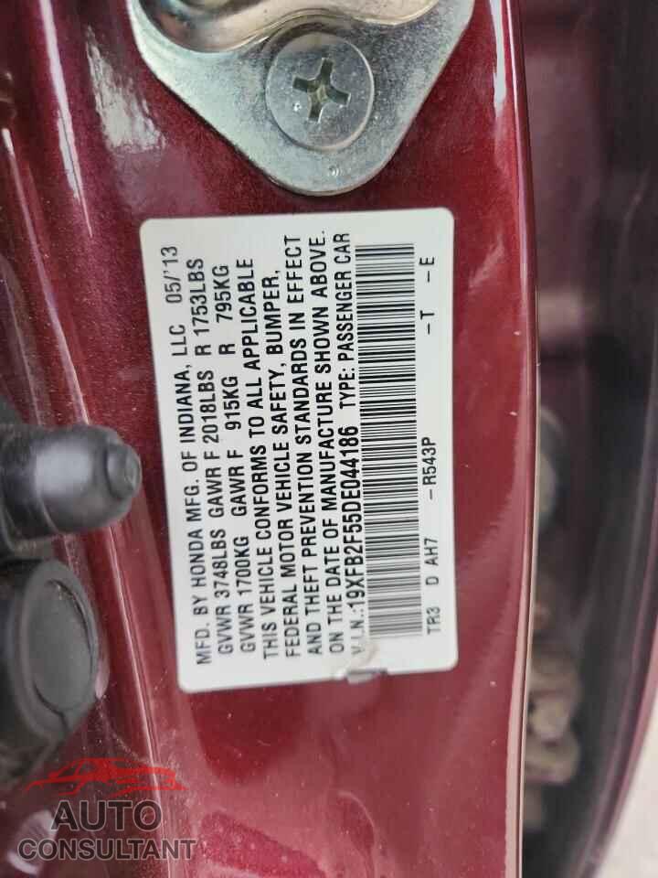 HONDA CIVIC 2013 - 19XFB2F55DE044186